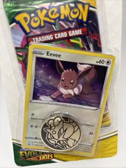 Pokemon TCG Evolving Skies Blister Pack Eevee Promo & Coin NEW - Image 2