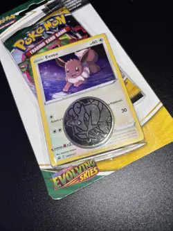 Pokemon TCG Evolving Skies Blister Pack Eevee Promo & Coin NEW - Image 5