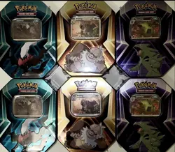 💥STEAL Pokemon Collector Tins⚡2 COMPLETE SETS Of 3 TYRANITAR SLAKING & DARKRAI - Image 1