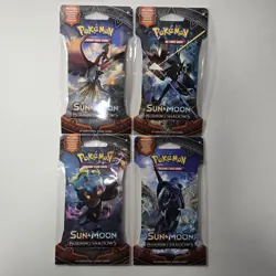 Pokemon Sun & Moon Burning Shadows Sealed Sleeved Booster Pack Set ALL 4 ARTS - Image 1