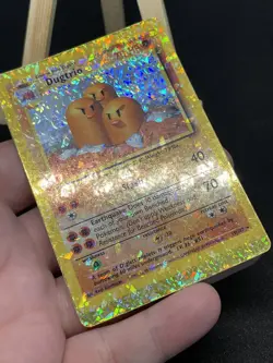 Dugtrio HOLO Prism Vintage Pokemon Base Set Vending Golden Sticker Card Retro - Image 3