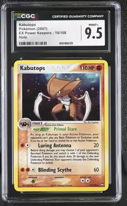 CGC 9.5 MINT+ Kabutops 2007 EX Power Keepers 10/108 Holo Pokemon Card - Image 1