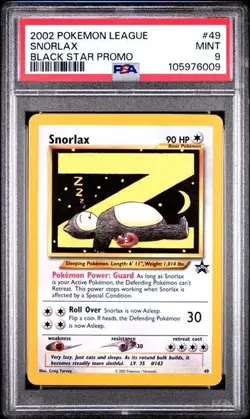 Pokemon card snorlax 49 Wizard Black Star promo PSA 9 MINT - Image 3