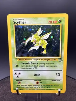 Pokemon TCG - Scyther Base Set 2 17/130 - Unlimited Holo Rare - SWIRL - Image 2