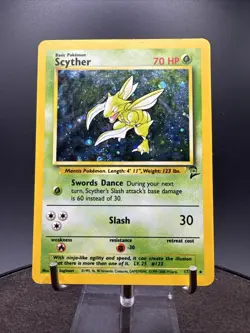 Pokemon TCG - Scyther Base Set 2 17/130 - Unlimited Holo Rare - SWIRL - Image 3