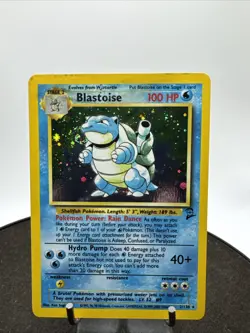 Blastoise 2/130 Base Set 2 Holo Rare Pokemon Card SWIRL - Image 1
