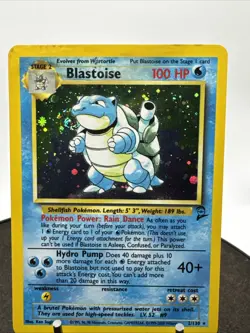 Blastoise 2/130 Base Set 2 Holo Rare Pokemon Card SWIRL - Image 2
