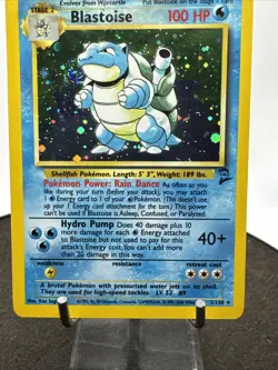 Blastoise 2/130 Base Set 2 Holo Rare Pokemon Card SWIRL - Image 3