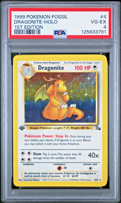 PSA 4 1ST EDITION 1999 Pokemon Fossil Dragonite Holo 4/62 Holo Foil WOTC - Image 1