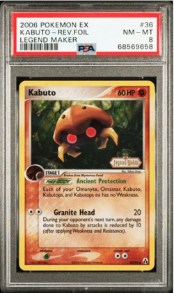 Pokemon Tcg Kabuto [Reverse Holo] #36 Pokemon Legend Maker PSA 8 - Image 1