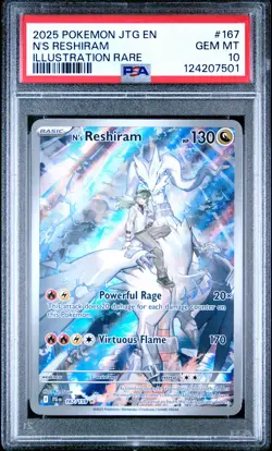 2025 POKEMON JTG EN-JOURNEY TOGETHER ILLUSTRATION RARE #167 N'S RESHIRAM PSA 10 - Image 1