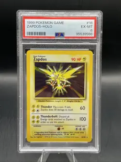 Pokemon TCG 2000 Zapdos 20/130 Base Set 2 Holo Rare PSA 6 Excellent EX-MT - Image 1