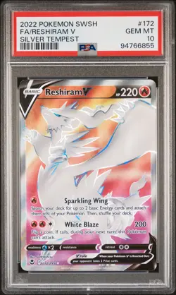 2022 POKEMON SWORD & SHIELD SILVER TEMPEST #172 FULL ART/RESHIRAM V PSA 10 - Image 1