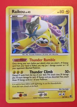Raikou 16/132 Secret Wonders Set Cracked Ice Rare Holo Pokemon Card Rare 2007 Mp - Image 1