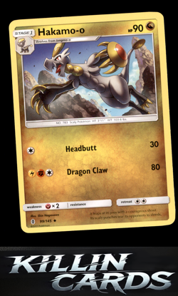 Hakamo-o 99/145 Pokemon Uncommon SM - Guardians Rising Card LP - Image 1