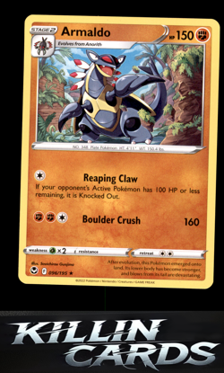 Armaldo 096/195 Pokemon Rare SWSH12: Silver Tempest Card LP - Image 1
