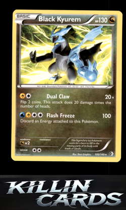 Black Kyurem 100/149 Pokemon Rare Boundaries Crossed Card LP - Image 1