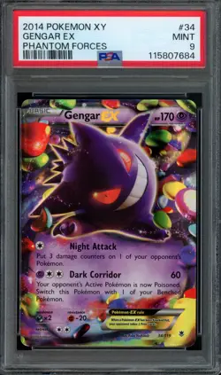Pokemon Gengar EX 2014 XY Phantom Forces #34 PSA 9 Mint - Image 1