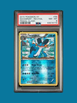 2015 POKEMON XY PRIMAL CLASH SWAMPERT REVERSE FOIL HOLO #35 PSA 8 - Image 1