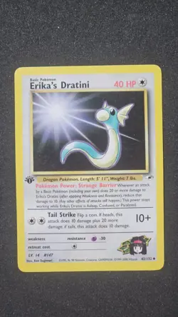 Erika's Dratini 42/132 Gym Heroes 1st Edition Lightly Played Vintage Pokemon - Image 1