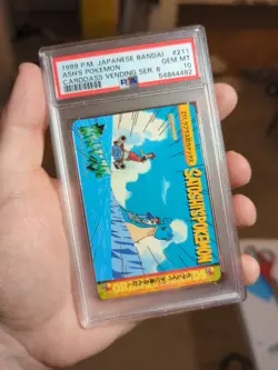 Pokemon Japanese Bandai Carddass Anime Collection #211 Ash's Pokemon PSA 10 - Image 1