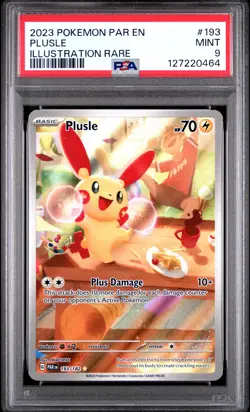 2023 Pokemon Par En-Paradox Rift #193 Plusle Illustration Rare PSA 9 - Image 1