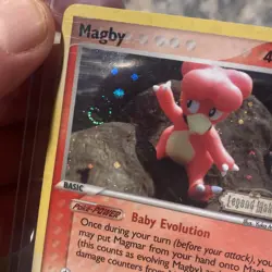 2006 Pokemon TCG Magby 58/92 Legend Maker Stamped Reverse Holo Swirl - Image 2