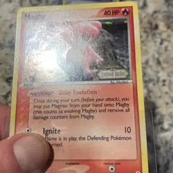 2006 Pokemon TCG Magby 58/92 Legend Maker Stamped Reverse Holo Swirl - Image 3