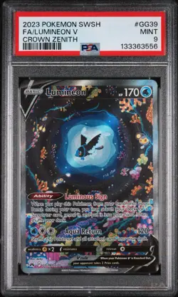 2023 POKEMON SWORD AND SHIELD CROWN ZENITH GG39 FULL ART/LUMINEON V - PSA 9 - Image 1