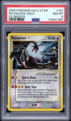 2005 POKEMON EX DEOXYS GOLD STAR #107 RAYQUAZA-HOLO PSA 8 - Image 1