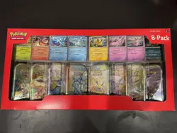 Pokemon TCG Costco Prismatic Evolutions Mini Tins 8-Pack Factory Sealed 16 Packs - Image 1