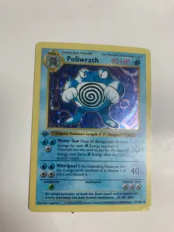 Pokemon Poliwrath 13/102 Base Set (Shadowless) -1st Edition Holo MP - Image 1