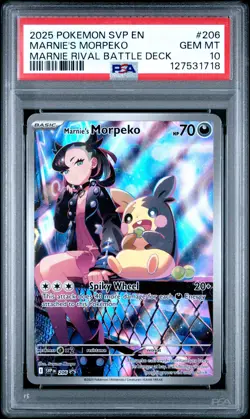 2025 POKEMON SVP EN-SV BLACK STAR PROMO #206 MARNIE'S MORPEKO PSA 10 - Image 1
