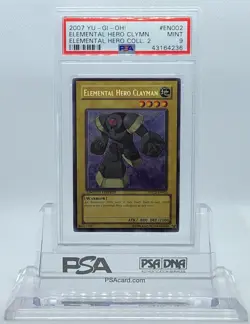 YUGIOH EHC2-EN002 ELEMENTAL HERO CLAYMAN SECRET RARE HOLO PSA 9 MINT #43164236 - Image 1