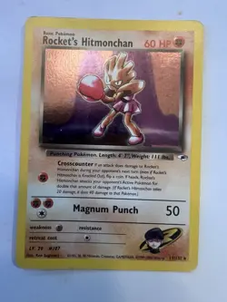 Rockets Hitmonchan Gym Heroes Trading Card 11/132 Holo - Image 1