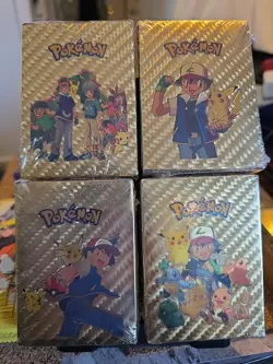 4 X 55pcs Pokemon Card Foil Fan Art Gold Pack 55 Cards Each #2 - Image 1