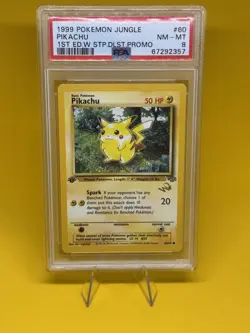 PSA 8 Pikachu 60/64 1st Edition W Stamp - Wizards Jungle 1999 Pokemon Card - Image 1