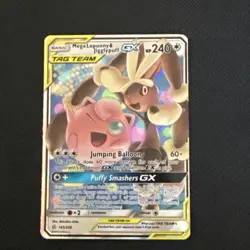 Pokemon TCG Mega Lopunny & Jigglypuff GX 165/236 Cosmic Eclipse Holo Card NM - Image 1