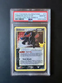 PSA 10 Umbreon Gold Star 17/17 Celebrations Holo Graded Pokemon Card - Image 1