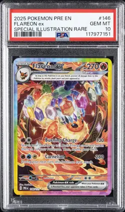 2025 POKEMON PRE EN-PRISMATIC EVOLUTIONS #146 FLAREON EX PSA 10 - Image 1