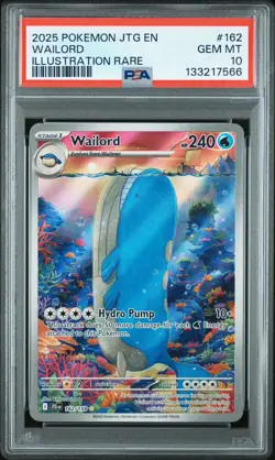 POKEMON 2025 Journey Together Illustration Rare WAILORD 162/159 PSA 10 Gem Mint - Image 3