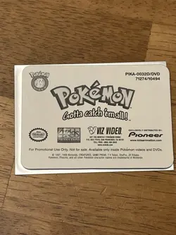 1998 Pikachu & Meowth Pioneer Viz Video DVD Pokemon Promo Card #0032D - Image 2