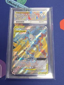 Pokemon Hidden Fates Moltres Zapdos Articuno GX Full Art Card 66/68 Ace 9 Mint - Image 1