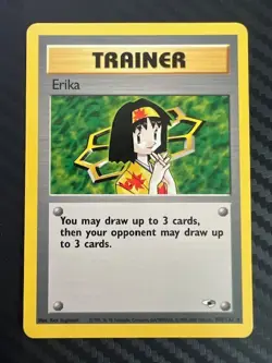 Pokemon TCG Erika 100/132 Trainer Gym Heroes Unlimited LP - Image 1