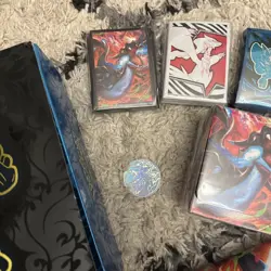Charizard UPC Play Mat Coin Sleeves Box Plus Extra ETB Sleeves Pokemon - Image 3