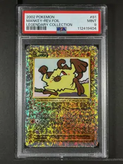 Mankey Reverse Foil #81 2002 Pokemon Legendary Collection PSA 9 250001 - Image 1