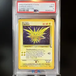 1999 Pokemon Fossil Zapdos #15 Corrected Foil Unlimited Holo PSA 9 Mint - 5441 - Image 1