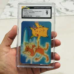 CGC 9 Mint Meowth & Pikachu Pioneer Viz Video PIKA-0032 Lenticular Pokemon - Image 1