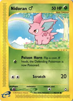 Nidoran M 096/147 - Aquapolis - Pokemon - NM - Image 1