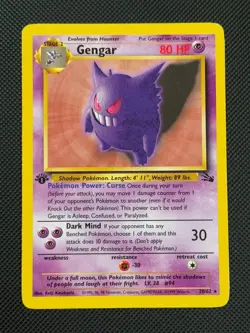 Gengar 20/62 1ST EDITION Pokemon Card WOTC Fossil Rare - Image 1